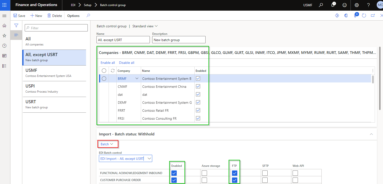 EDI batch control groups