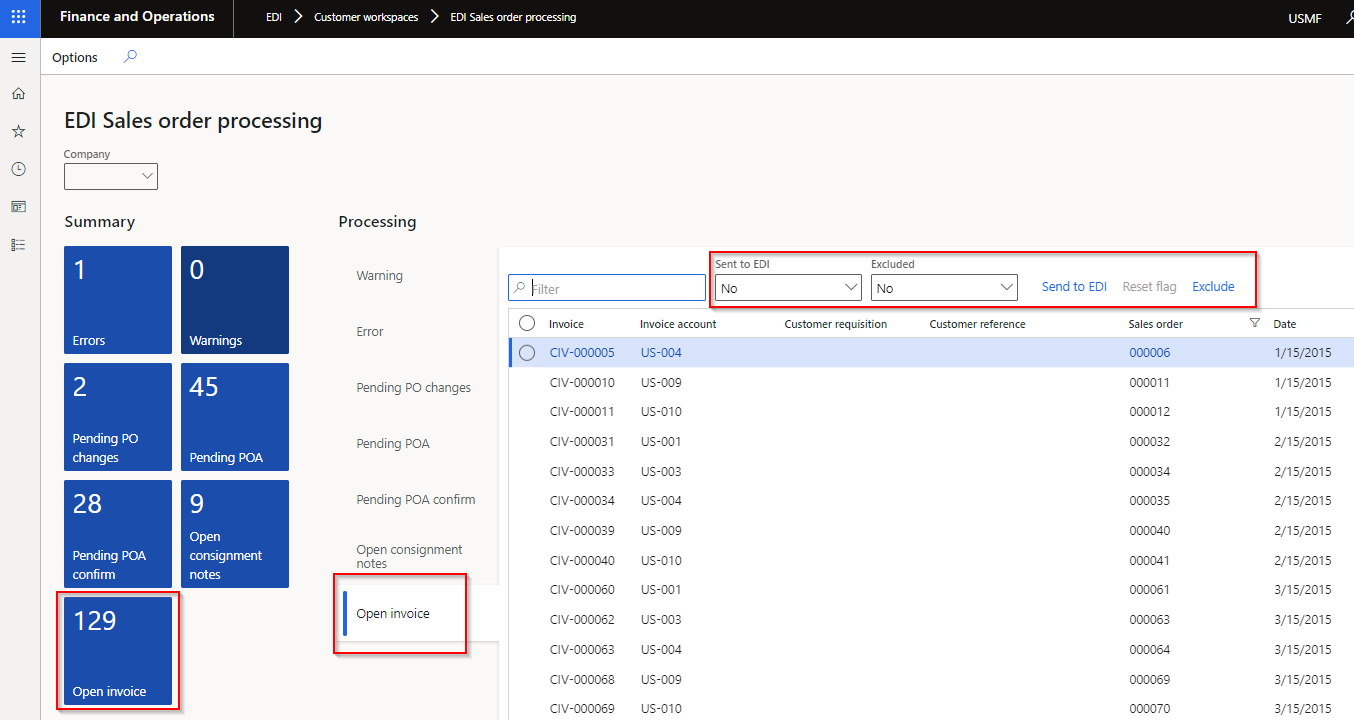 EDI Sales order processing