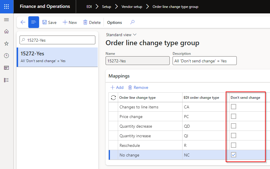 Order line change type group