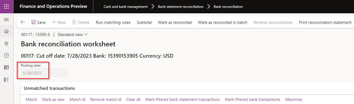 Bank reconciliation